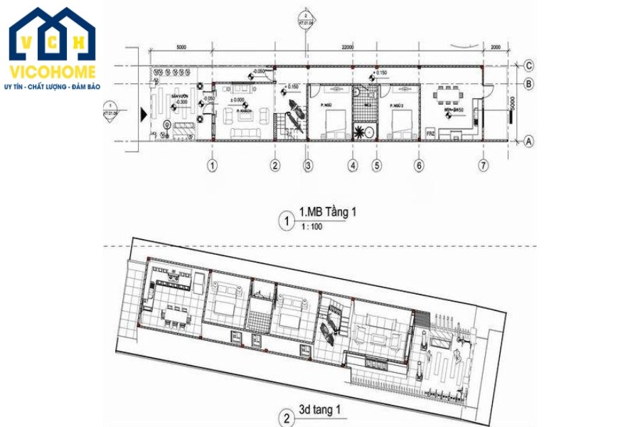 Bản vẽ thiết kế nhà cấp 4 có gác lửng